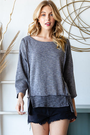 Reborn J Boat Neck Exposed Seam Slit Top-Teresa's Fashionista LLC