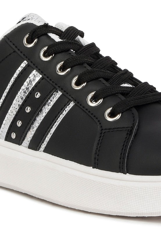 Claude Faux Leather Back Panel Detail Sneakers-Teresa&#39;s Fashionista LLC