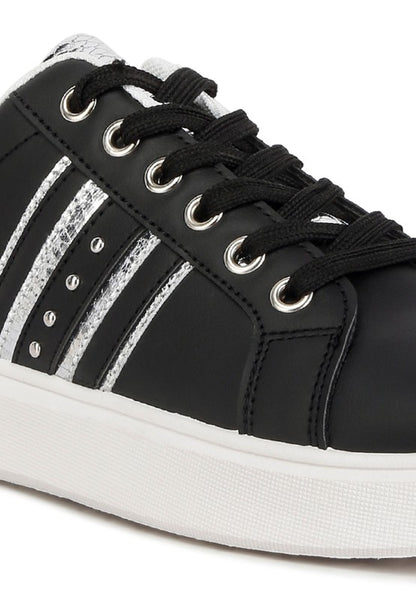 Claude Faux Leather Back Panel Detail Sneakers-Teresa&#39;s Fashionista LLC