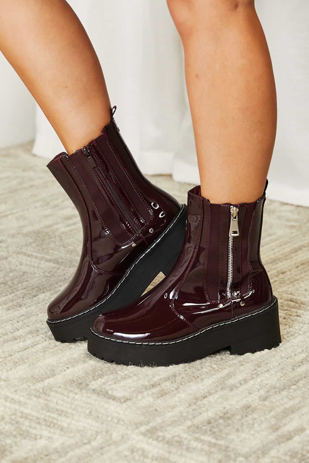 Forever Link Side Zip Platform Boots-Teresa's Fashionista LLC