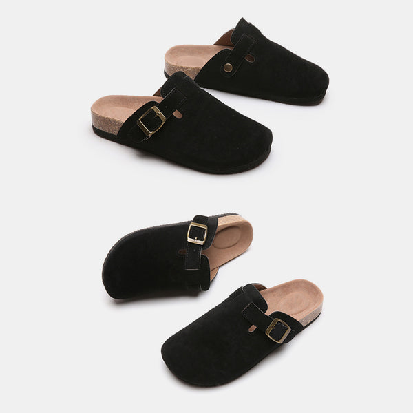 Suede Closed Toe Buckle Slide-Teresa's Fashionista LLC