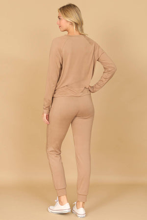 YMP40001V-SOLID LONG SLEEVE TOP AND JOGGERS SET