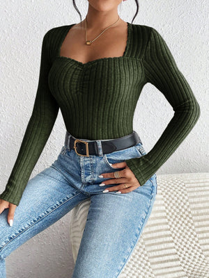 Ribbed Long Sleeve T-Shirt-Teresa's Fashionista LLC