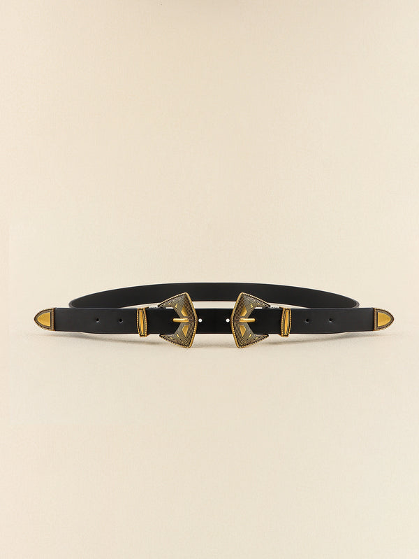 Double Buckle PU Leather Belt-Teresa's Fashionista LLC