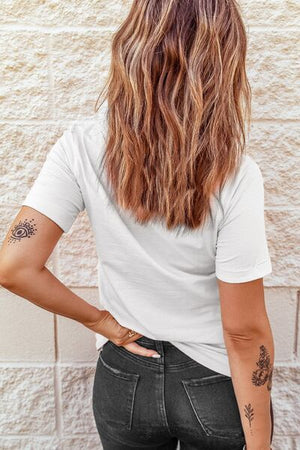 Clover Heart Round Neck short sleeve T-shirt, casual fit, styled with tattoos on arms.