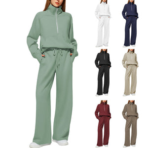 Solid Color Long-sleeved Sweater Trousers Suit Women's Suit - Teresa's Fashionista LLC