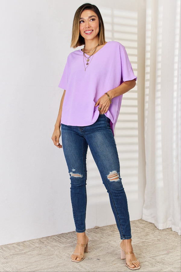 Zenana Texture Short Sleeve T-Shirt-Teresa's Fashionista LLC