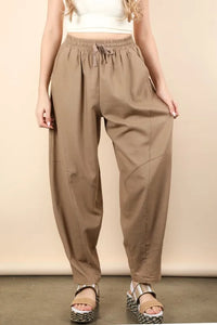 VERY J Solid Barrel Comfy Woven Pants