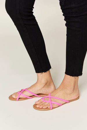 WILD DIVA Crisscross PU Leather Open Toe Sandals-Teresa's Fashionista LLC