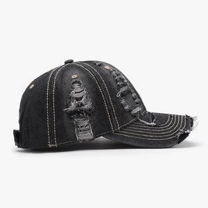 Distressed Adjustable Cotton Baseball Cap-Teresa's Fashionista LLC