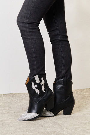East Lion Corp Rhinestone Pointed Boots-Teresa's Fashionista LLC
