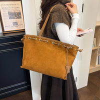 Drawstring Suede Shoulder Bag