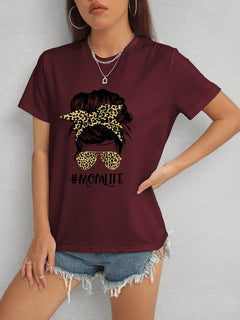 MOMLIFE Round Neck Short Sleeve T-Shirt-Teresa's Fashionista LLC