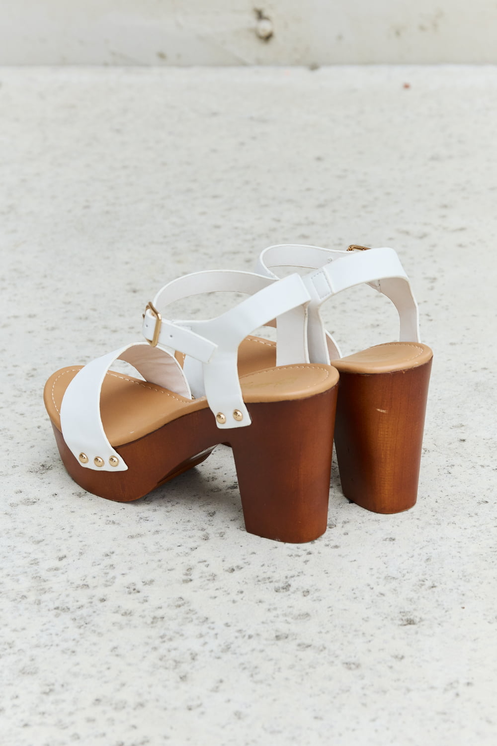 DDK Time After Time Wooden Platform Strap Heels-Teresa&#39;s Fashionista LLC