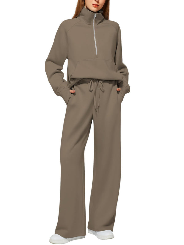 Solid Color Long-sleeved Sweater Trousers Suit Women's Suit - Teresa's Fashionista LLC