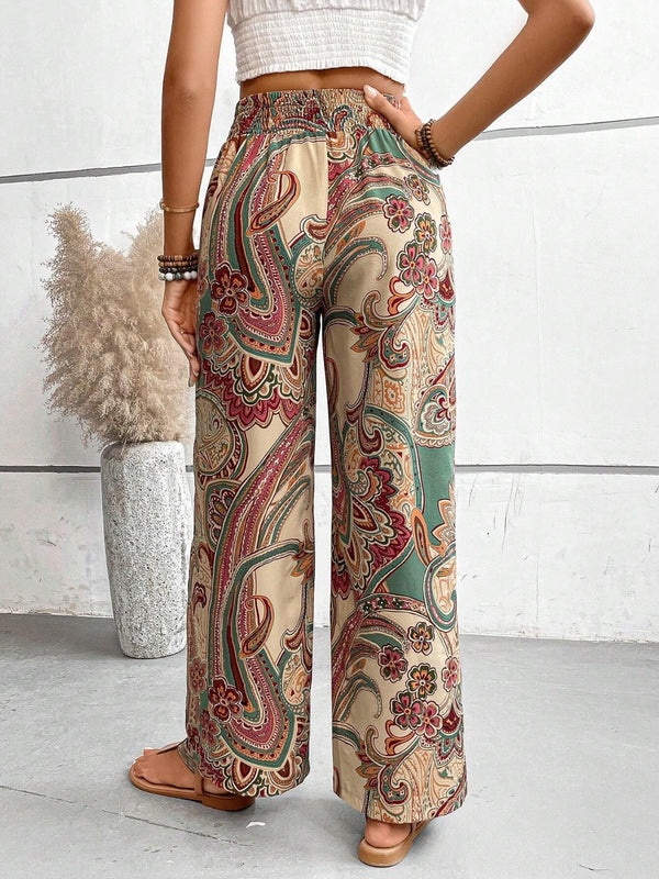 Printed Wide Leg Pants-Teresa's Fashionista LLC