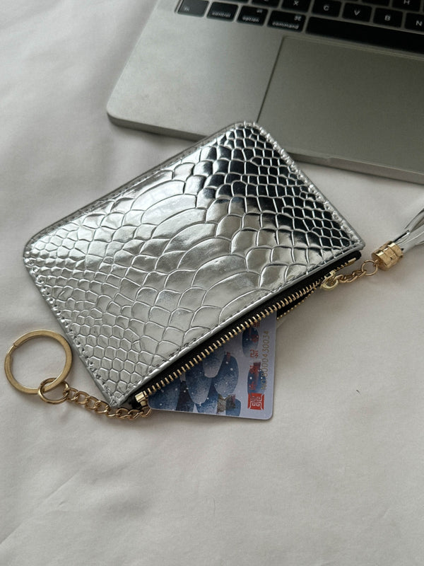 PU Leather Tassel Trim Card Case-Teresa's Fashionista LLC