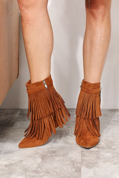 Legend Women's Tassel Wedge Heel Ankle Booties-Teresa's Fashionista LLC