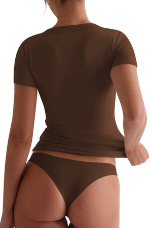 Lovelet Scoop Neck Short Sleeve T-Shirt - Teresa's Fashionista LLC
