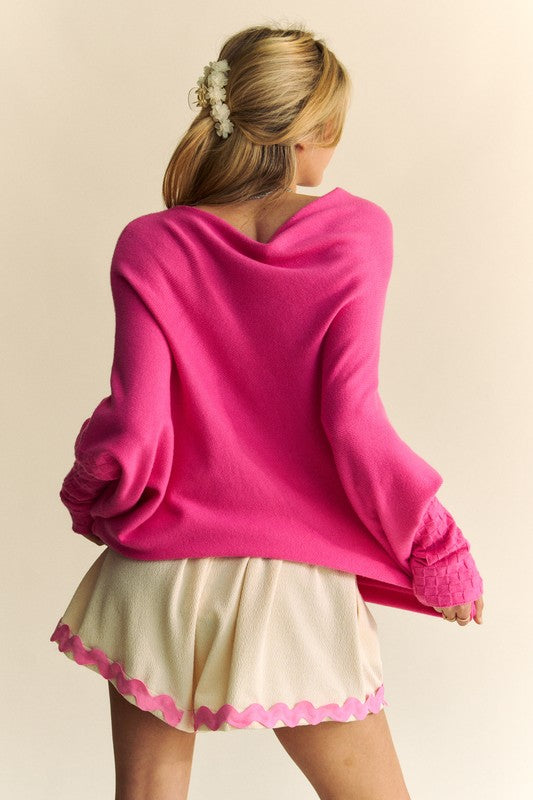 Davi & Dani Solid Color Batwing Sleeve Sweater - Teresa's Fashionista LLC