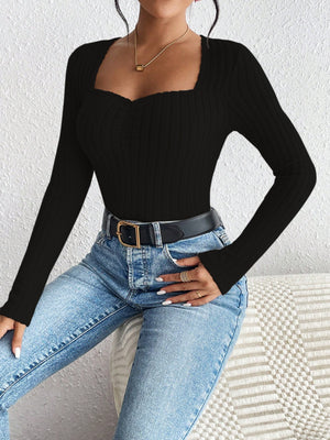 Ribbed Long Sleeve T-Shirt-Teresa's Fashionista LLC