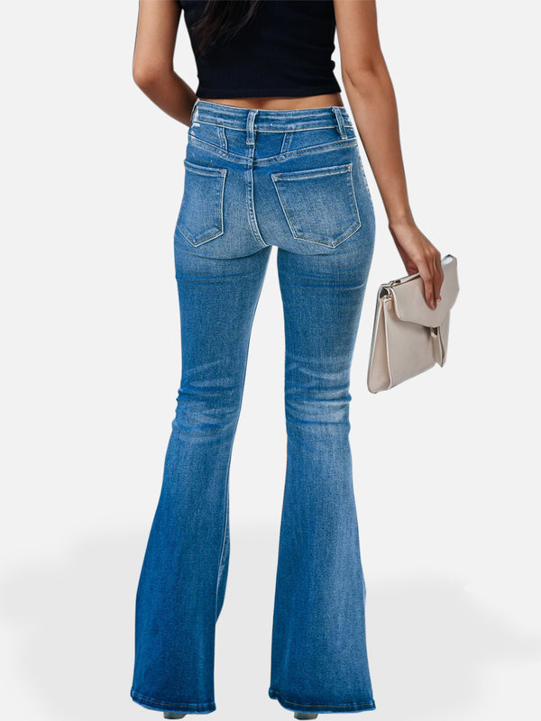 Button Fly Bootcut Jeans with Pockets-Teresa's Fashionista LLC