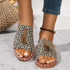 Fringe Leopard Open Toe Sandals-Teresa's Fashionista LLC
