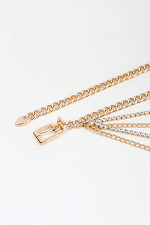 Rhinestone Decor Metal Chain Belt-Teresa's Fashionista LLC