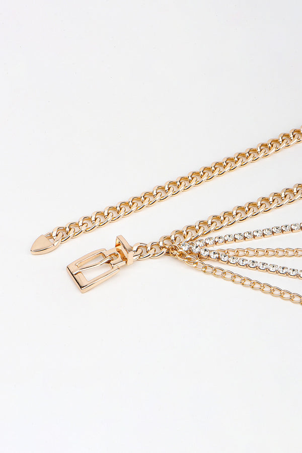 Rhinestone Decor Metal Chain Belt-Teresa's Fashionista LLC