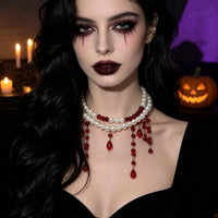 Halloween Pearl Double Layered Choker Necklace
