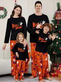 Full Size Halloween Family Matching Pajama Set with Ghost and Pumpkin Print Plus Size