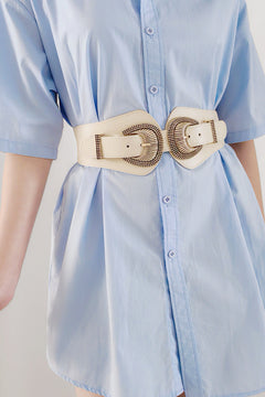 Shell Double Buckle Elastic Wide Belt-Teresa's Fashionista LLC
