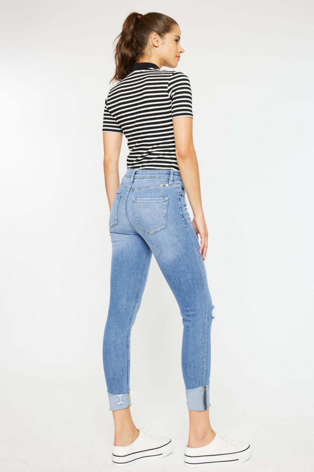Kancan Distressed Cat's Whiskers Button Fly Jeans-Teresa's Fashionista LLC