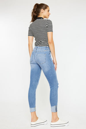 Kancan Distressed Cat's Whiskers Button Fly Jeans-Teresa's Fashionista LLC