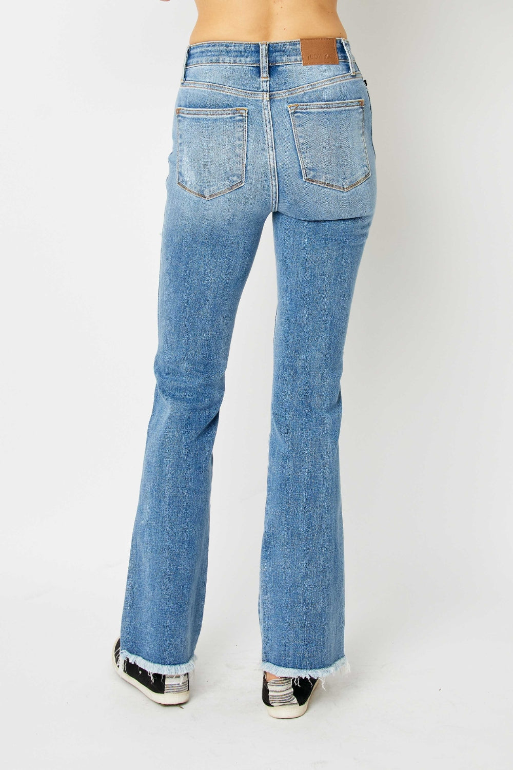Judy Blue Full Size Distressed Raw Hem Bootcut Jeans - Teresa's Fashionista LLC