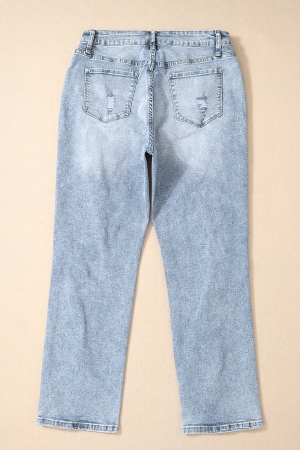 Distressed High Waist Jeans-Teresa's Fashionista LLC