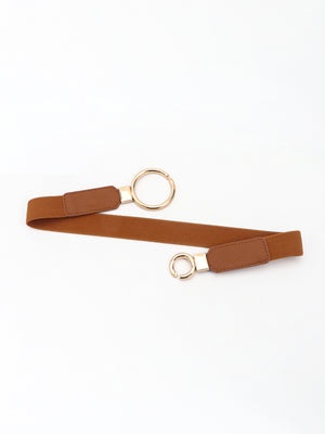 Double Ring Buckle Elastic PU Belt-Teresa's Fashionista LLC
