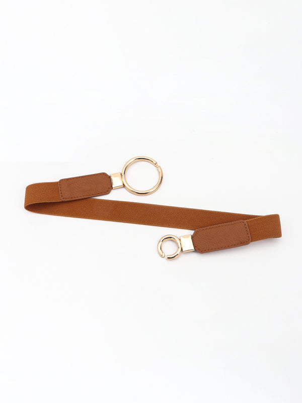 Double Ring Buckle Elastic PU Belt-Teresa's Fashionista LLC