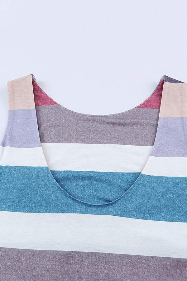 Striped Slit Sleeveless Maxi Dress-Teresa's Fashionista LLC