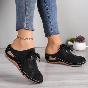 Lace-Up Round Toe Wedge Sandals-Teresa's Fashionista LLC