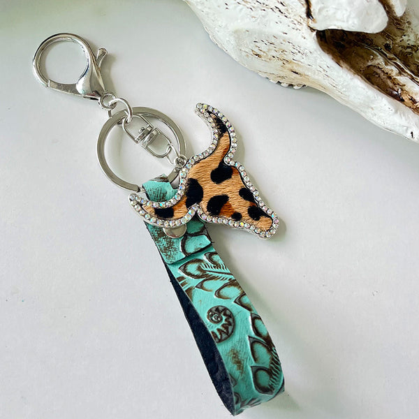 Rhinestone Bull Keychain-Teresa's Fashionista LLC
