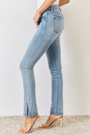 Kancan Full Size Mid Rise Y2K Slit Bootcut Jeans-Teresa's Fashionista LLC
