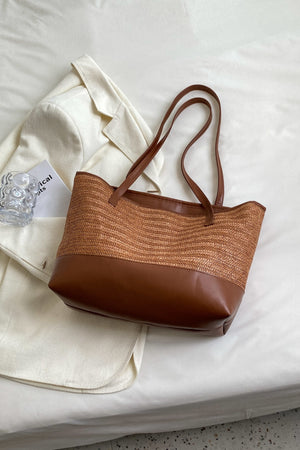 PU Leather Straps Large Tote Bag-Teresa's Fashionista LLC