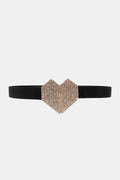 Rhinestone Heart Buckle Elastic Belt-Teresa's Fashionista LLC