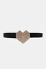 Rhinestone Heart Buckle Elastic Belt-Teresa's Fashionista LLC