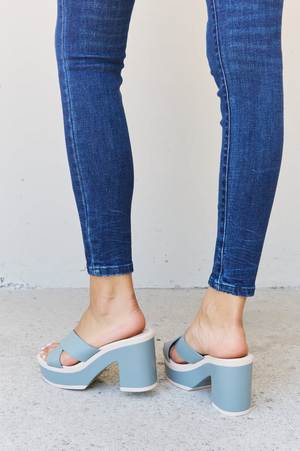 Weeboo Cherish The Moments Contrast Platform Sandals in Misty Blue-Teresa's Fashionista LLC