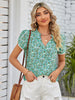Double Take Floral Notched Neck Blouse-Teresa's Fashionista LLC
