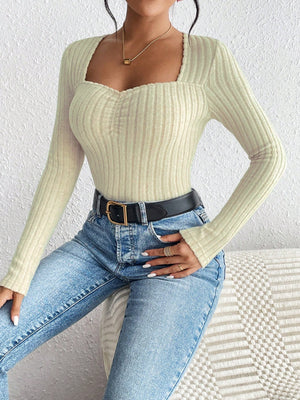 Ribbed Long Sleeve T-Shirt-Teresa's Fashionista LLC