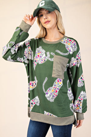 Celeste Full Size Animal Print Contrast Round Neck T-Shirt - Teresa's Fashionista LLC