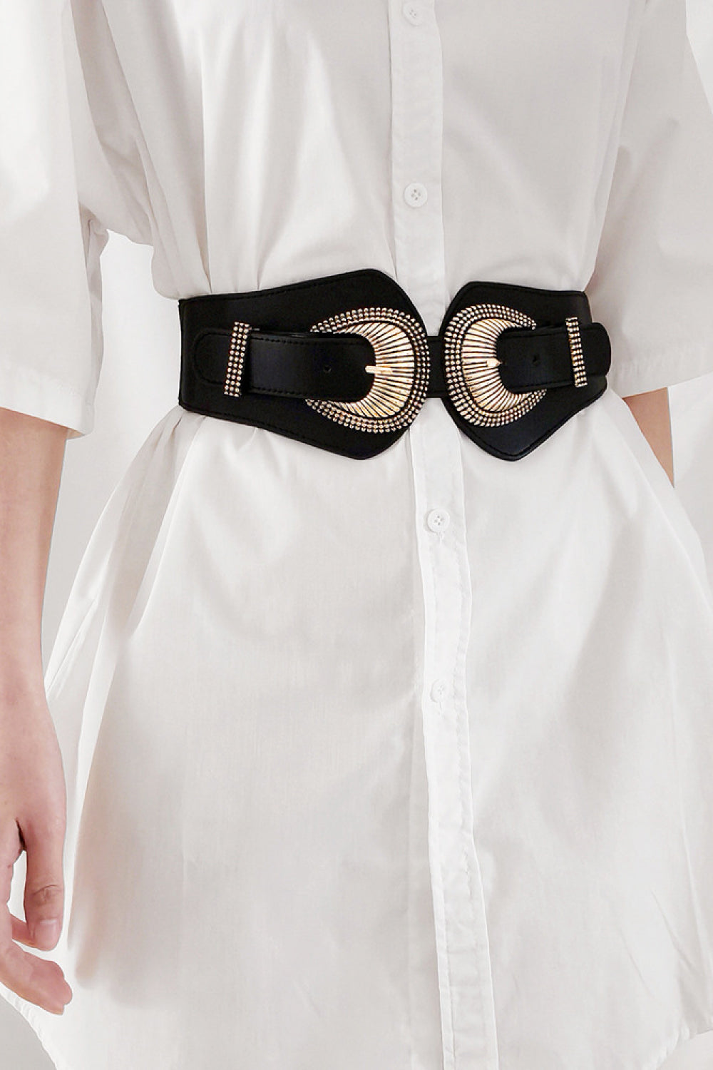 Shell Double Buckle Elastic Wide Belt-Teresa's Fashionista LLC